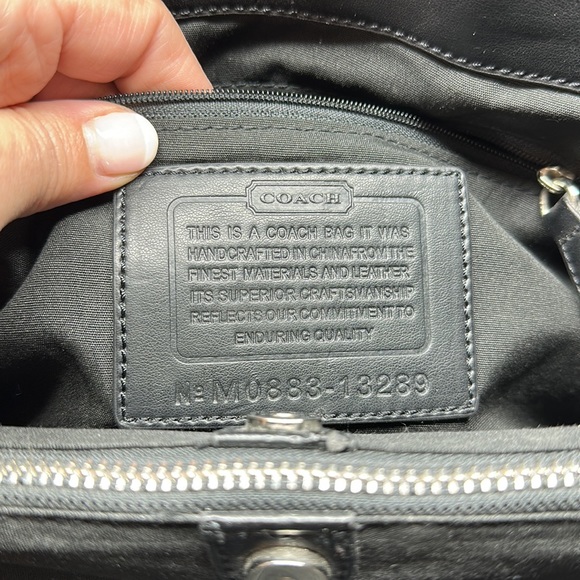 COACH modern C logo Shoulder Satchel Bag in Black - Picture 10 of 13